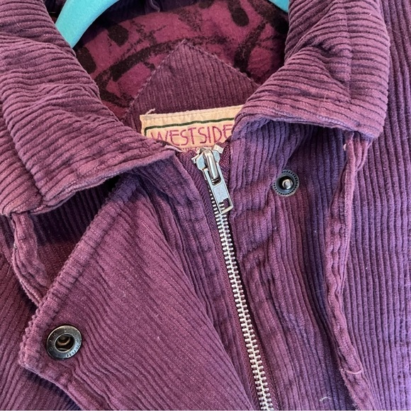 VINTAGE purple corduroy cotton crop bomber jacket extra small trendy puffer - Picture 4 of 5